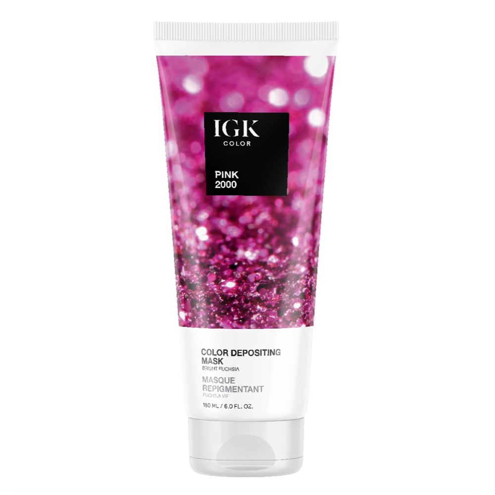 IGK COLOR DEPOSITING HAIR MASK, PINK 2000, Bright Fushsia, semi-permanent color